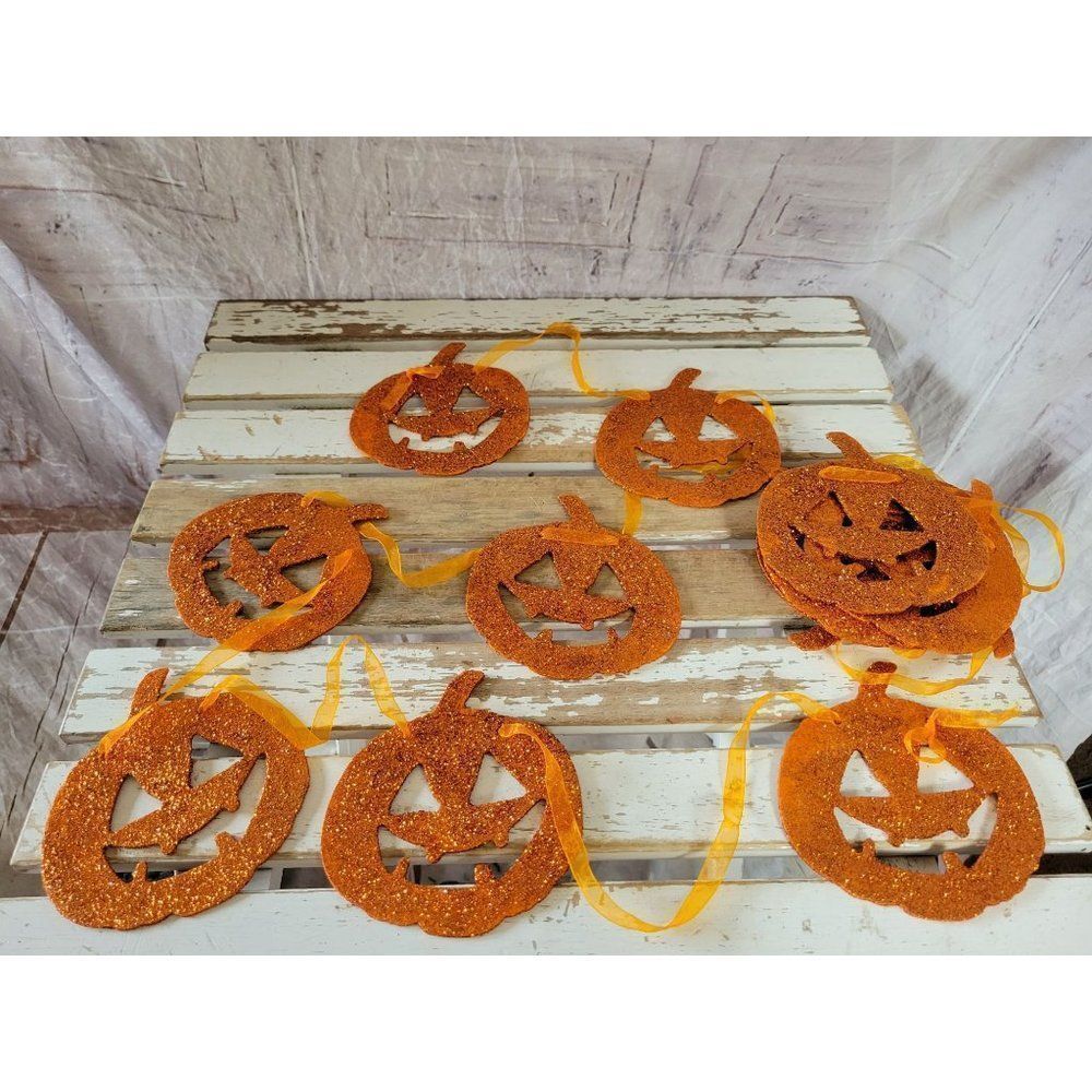 Glitter string pumpkin steampunk holiday home decor set of two